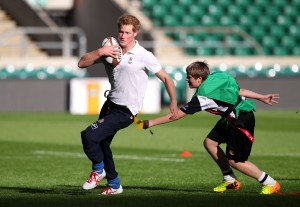 Prince Harry rugby coaching session